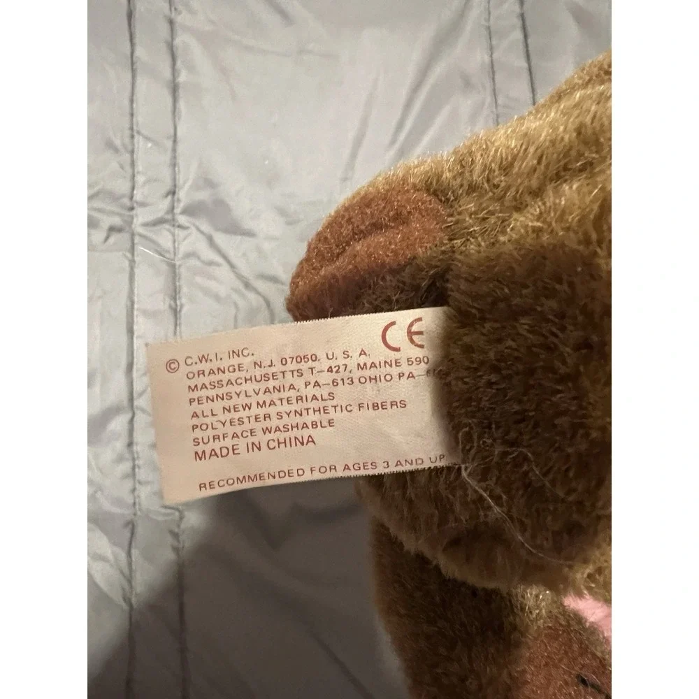 Vintage 1989 Cuddle Wit‎ Brown Plush Reindeer With Red Bow